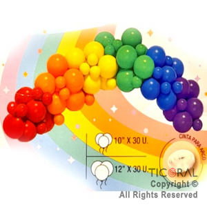 SET DE GLOBOS ARCO GUIRNALDA RAINBOW 60 UNIDADES X 1
